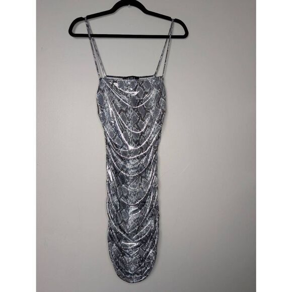Akira snake print iridescent metallic body con dress Medium - Picture 1 of 5